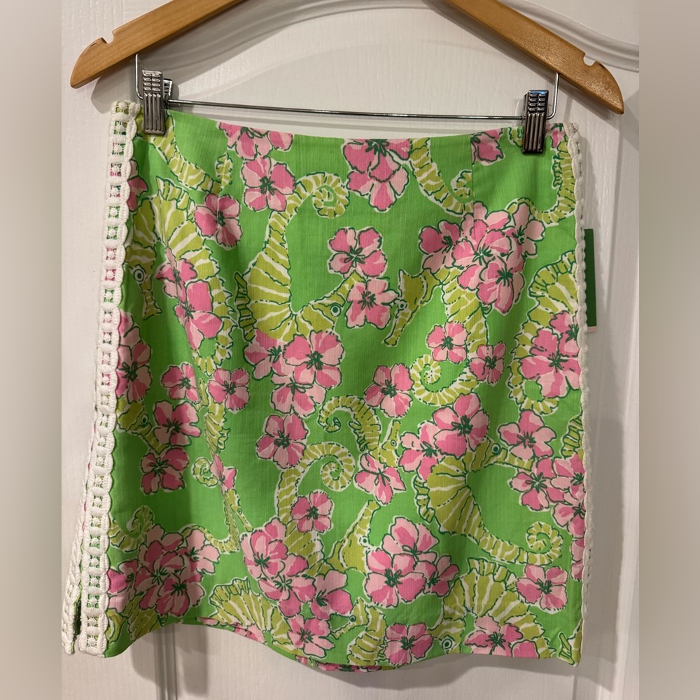 Lilly Pulitzer Green and Pink Mini Skirt